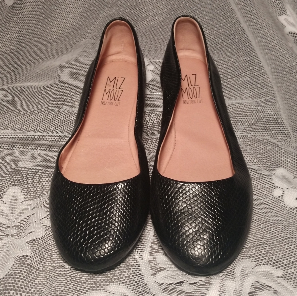 Miz Mooz Persia Black Leather Ballet Flats